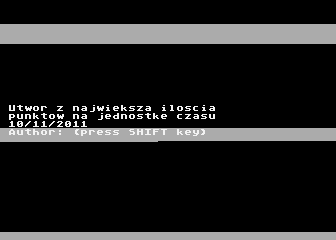 Utwor z najwieksza iloscia punktow na jednostke czasu
