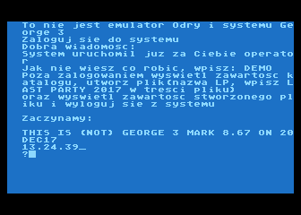 To nie jest emulator Odry i systemu George 3