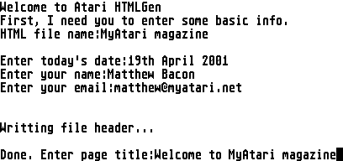 Screen-shot of HTMLGen