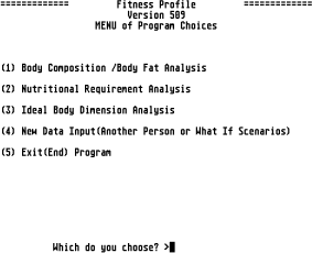 Screen shot of Fitness Profile