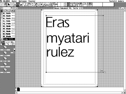 [Screen-shot: Converted font in Calamus]